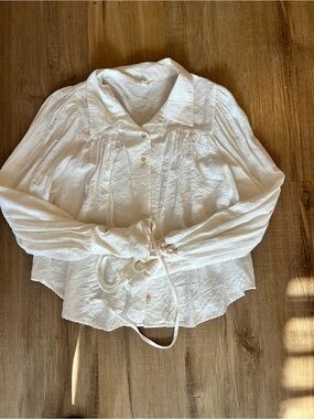 Blu Pepper white Button-Front Blouse Western Rodeo Coastal Cowgirl size L